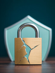 broken padlock symbolizes data security concerns, highlighting vulnerabilities