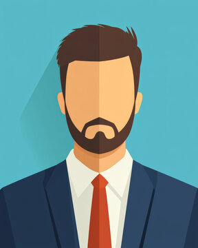Minimalist illustration of man in suit with beard and no facial features