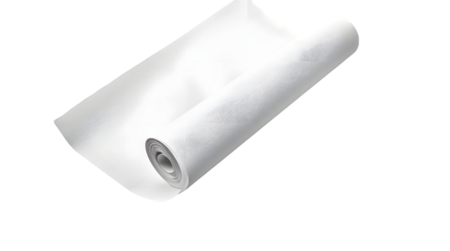 Blank white wallpaper twisted roll mockup, front top view isolated on a transparent background