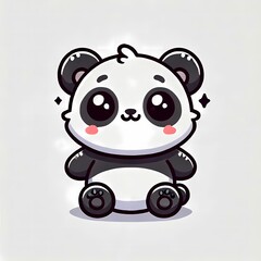 Naklejka premium Chibi Panda Illustration in Flat Style on White Background