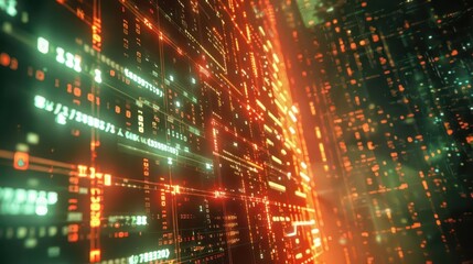 Obraz premium Glowing City Nights. Futuristic urban nightscape with vivid amber lights