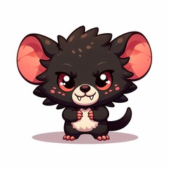 Obraz premium Tasmanian Devil Chibi Illustration in Flat Style on White Background