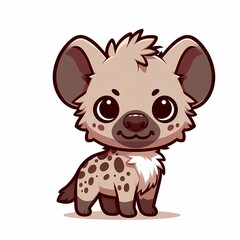 Obraz premium Cute Chibi Hyena Illustration in Flat Style on White Background