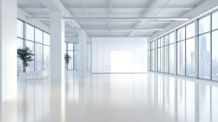 Obraz premium Business meeting room with vacant chairs, symbolizing the importance of preparation and anticipation in professional environments.