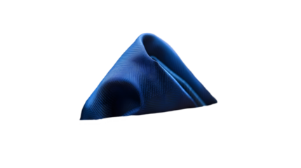 Blank white folded pocket square classic suit mockup, front view isolated on a transparent background