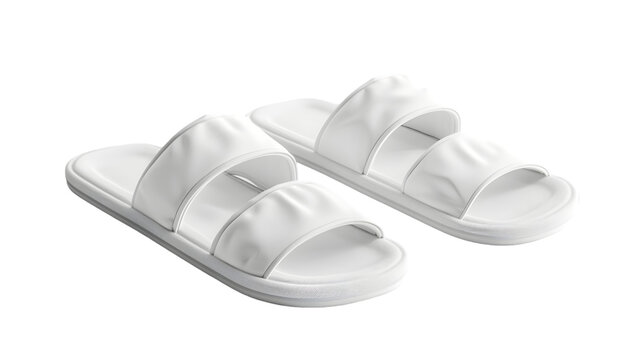 Blank white home slippers mockup, different views isolated on a transparent background