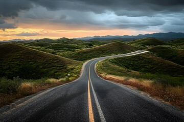 Naklejka premium Straße über Hügel