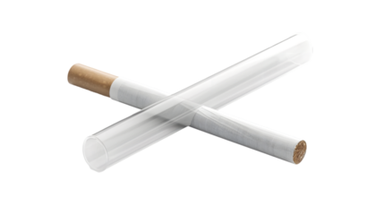 Blank white weed joint with plastic tube pack mockup, isolated on a transparent background