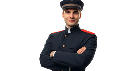 A man in uniform, symbol of duty, service and professionalism in the workplace