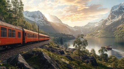 Train Journey Through Majestic Norwegian Mountains