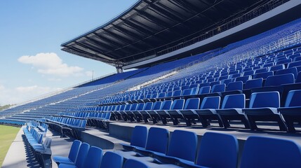 Obraz premium Empty stadium seats, a silent testament to the absence of fans, symbolizing the void left by the lack of human connection and shared experiences in the face of challenges.