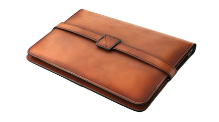Classic brown leather briefcase with sturdy black handle, the perfect professional accessory