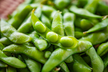 Organic Green Edamame Beans.
Tasty Edamame image.
