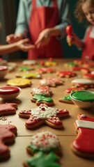 Obraz premium Rich chocolate cookies with gooey marshmallow centers, drizzled with melted chocolate, and dusted with cocoa powder. Served on a wooden tray beside a cup of hot cocoa.