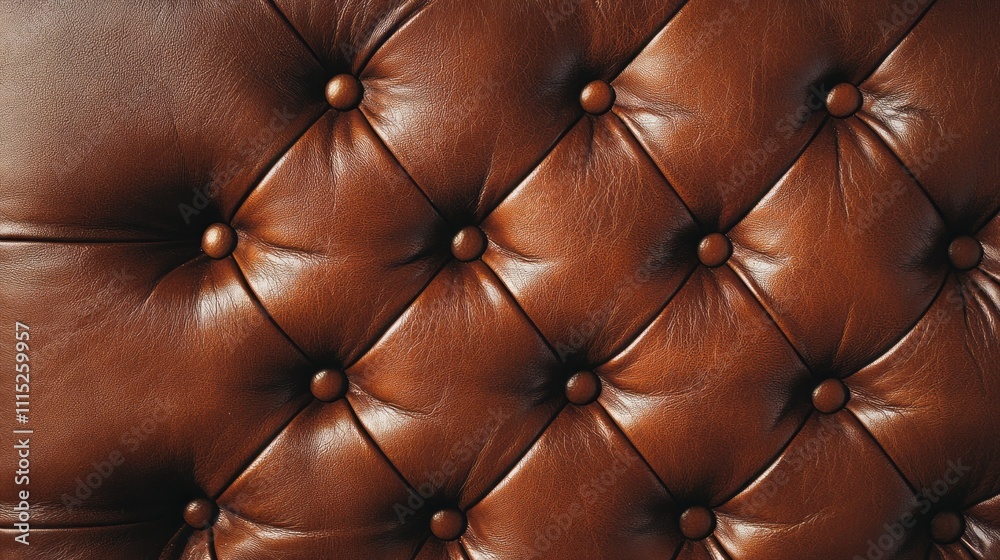 Poster luxurious leather texture displays deep shades of brown with exquisite tufting and buttons. this opu