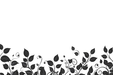 Elegant black and white floral vine border design for print and web.