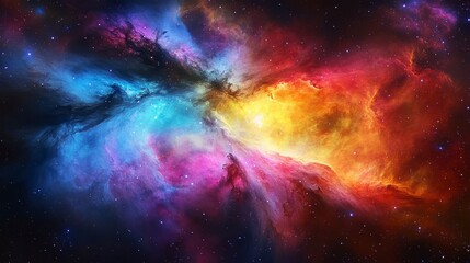 Obraz premium Cosmic explosion with a vibrant nebula and glowing starlight forming a spectacular universe background A perfect science and astronomy design