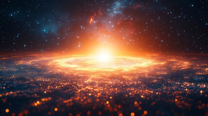 Dazzling cosmic wallpaper showcasing a colorful nebula luminous starlight and vast galactic formations Ideal for universe-themed visuals