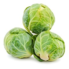 Green brussels sprouts isolated on white background 