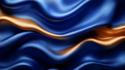 Obraz premium Blue and Gold Silk Fabric Drapes Elegantly, Luxurious Texture Background Image