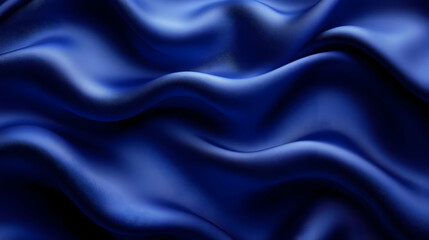 Fototapeta premium Blue Satin Fabric Drapes Elegantly, Soft Texture, Luxurious Waves