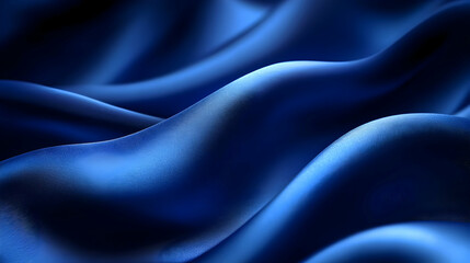 Fototapeta premium Deep Blue Silk Drapes, Smooth Texture, Luxurious Fabric, Elegant Waves, Soft Sheen, Rich Color, Subtle Highlights, Satin-like Appearance, Textured Surface, Abstract Design