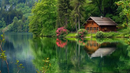 Obraz premium Cabin by the Lake