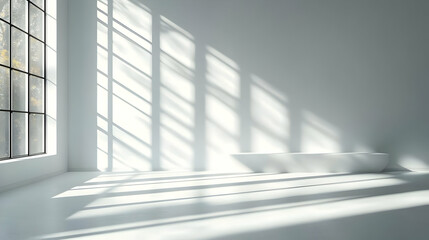 Obraz premium Sunlight Illuminates Minimalist Room Design with Bench