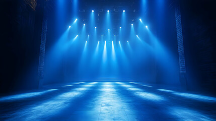 Blue Stage Lighting 3D Render