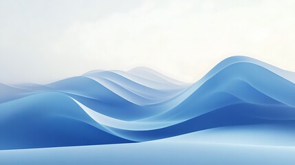 Abstract Blue Wave Landscape: Serenity in Digital Art
