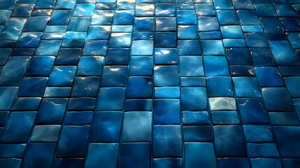 Obraz premium Blue Cobblestone Pavement: Texture, Design, and Artistic Appeal