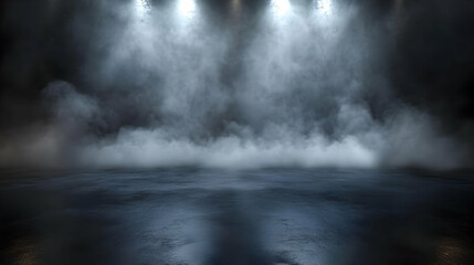Fototapeta premium Dark Moody Foggy Stage Background with Lights