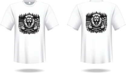 Lion Face USA Print t-shirt and apparel trendy designprint, vector illustration