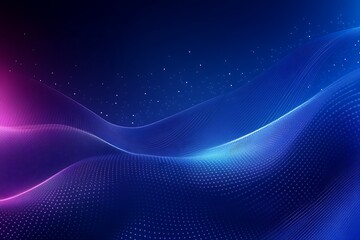 Abstract glowing wave lines on dark blue background. Dynamic wave pattern. Modern flowing wavy lines. Futuristic technology concept. Suit for banner, poster, cover, brochure, flyer, website
