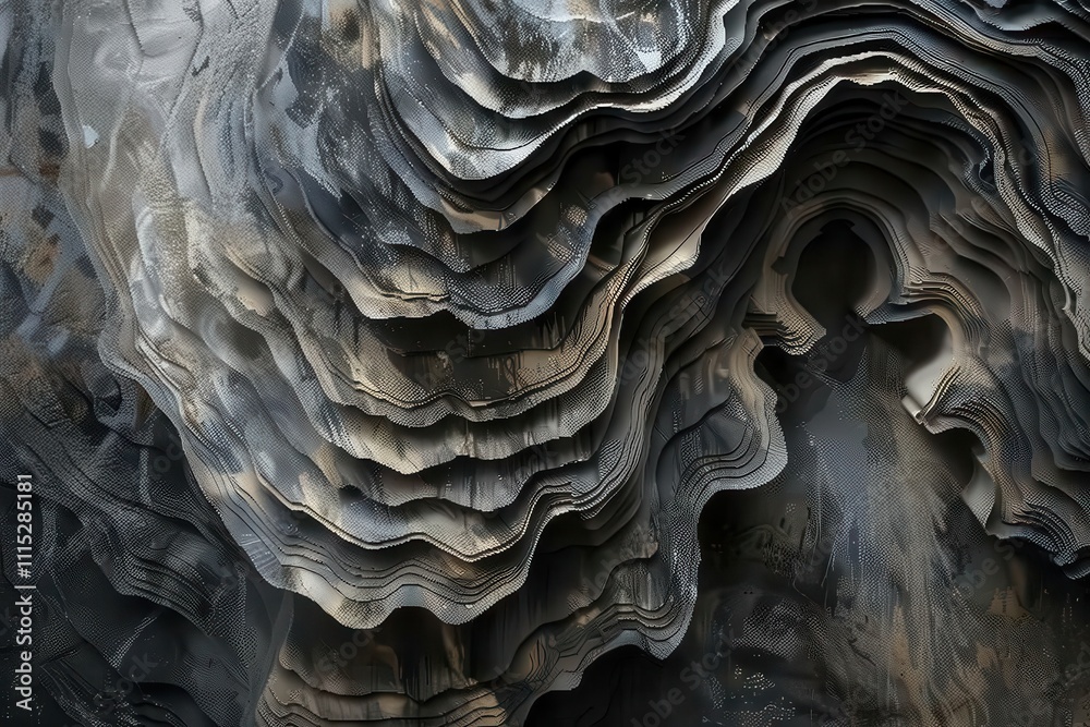 Poster abstract flowing texture with intricate patterns and warm tones highlighting movement and depth in a