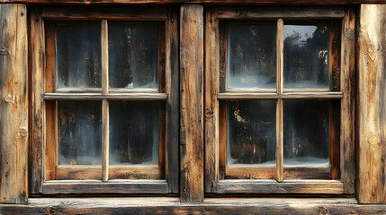 Rustic Wooden Window Illustration
