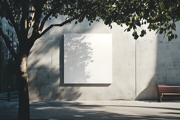 Blank billboard sign mockup in the urban environment, on the facade, empty space to display your advertising or branding campaign
