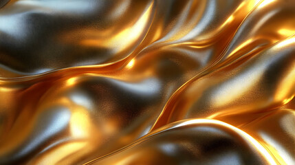 Golden Fabric: Luxurious Waves, Shimmering Drape, Elegant Texture, Rich Color, Smooth Surface, Abstract Art, 3D Render, Digital Art, Background Image, Design Element
