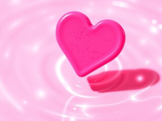 Obraz premium A heart shaped object with water splashing out on pink background, vibrant, object, romantic