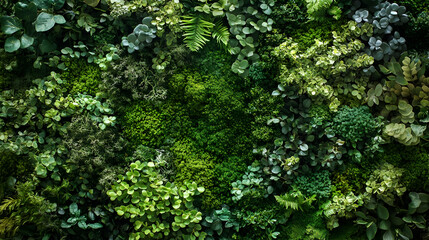Fototapeta premium Lush Greenery: A Vibrant Green Plant Wall Display