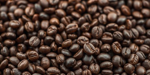 Fototapeta premium A macro shot of coffee beans surrounding a tiny bean in the center, coffee beans, organic, small