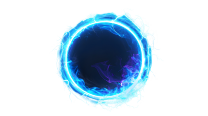 glowing electric blue hologram isolated on a transparent background