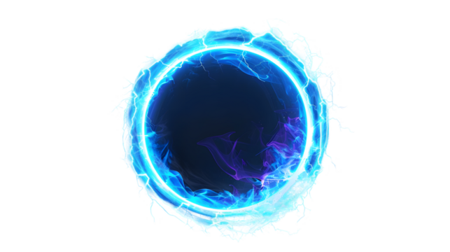 glowing electric blue hologram isolated on a transparent background