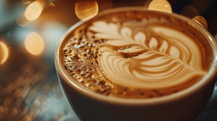 Elegant close-up of a cappuccino topped with