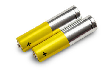 Two batteries isolated on white background
