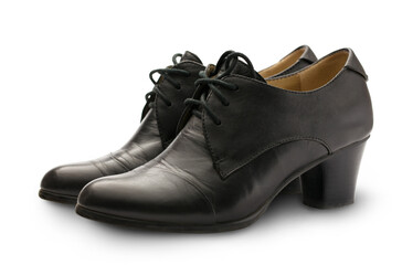 Black female pump leather shoes