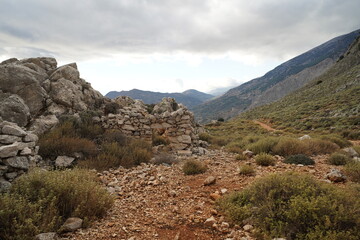Fototapeta premium hiking trail of Rouvas , panoramic view of southern Crete