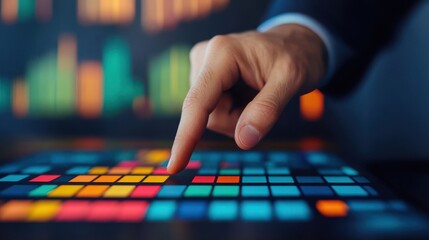 Naklejka premium Diversification of investment or asset allocation or portfolio management, analysis and research investment plan. Hand pointing at a diagram of a portfolio.