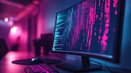 Neon-lit Code: A Hacker's Workstation