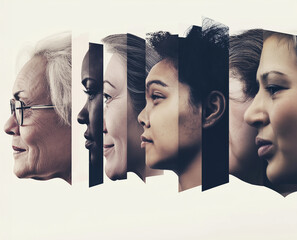Profiles of women showcasing the beauty of age and diversity through different life stages and ethnic backgrounds